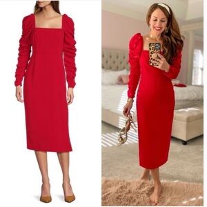 ANTONIO MELANI Vibrant Red Long Sleeve Dress
